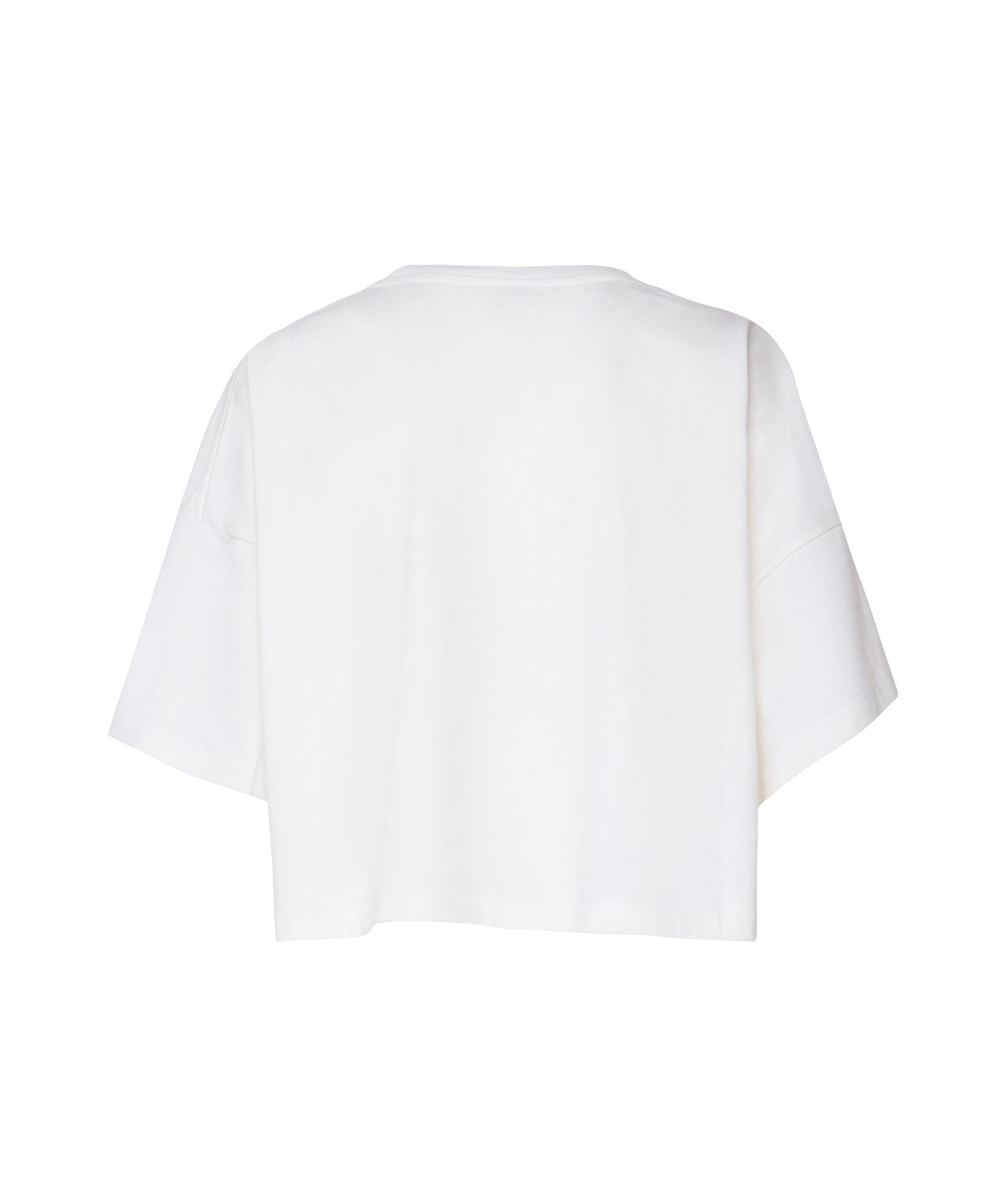 CHLOÉ White Cropped Crewneck T-shirt With Maxi Logo Print On The Front In Cotton Woman In Multicolor Product Image