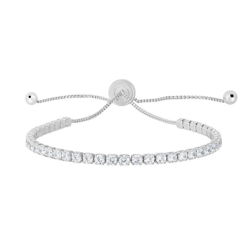 Sunkissed Sterling Cubic Zirconia Adjustable Tennis Bracelet, Women's, Silver Tone Product Image