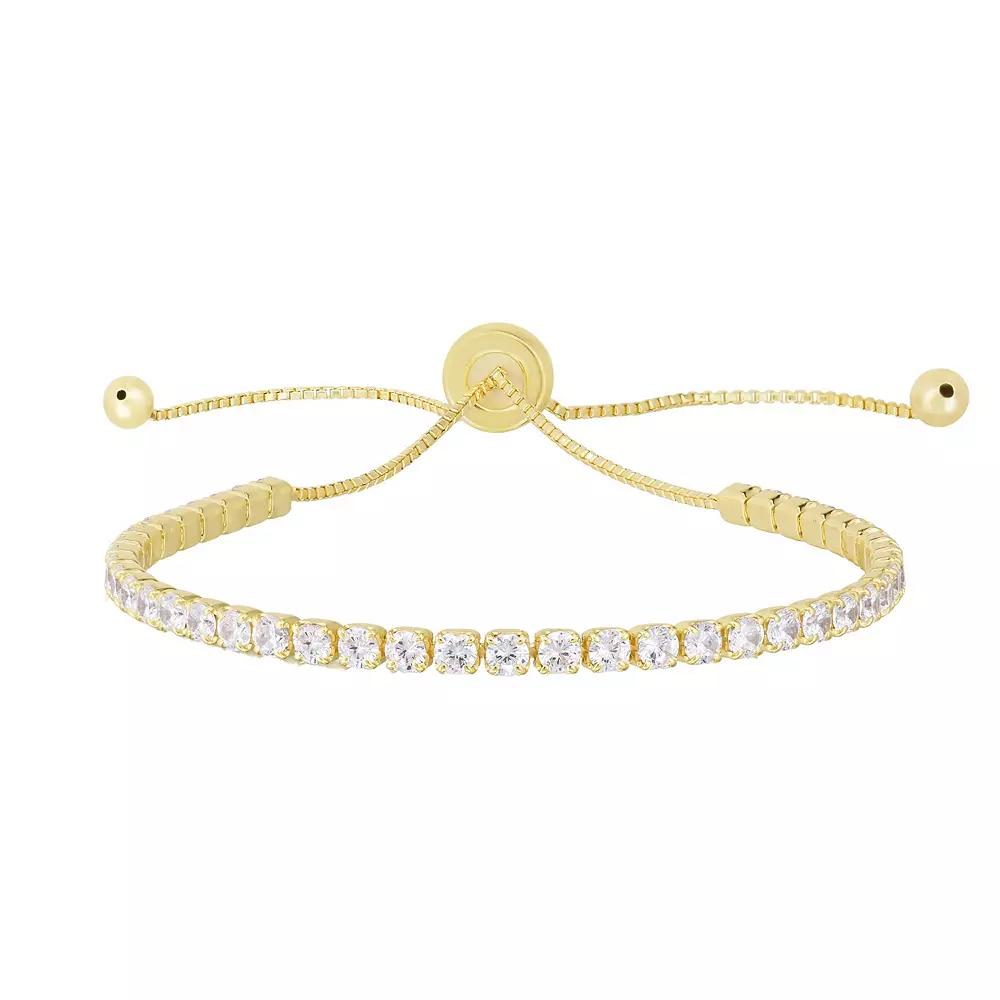 Sunkissed Sterling Cubic Zirconia Adjustable Tennis Bracelet, Women's, Silver Tone Product Image