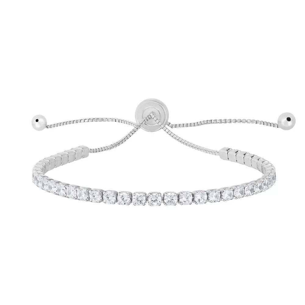 Sunkissed Sterling Cubic Zirconia Adjustable Tennis Bracelet, Women's, Silver Tone Product Image