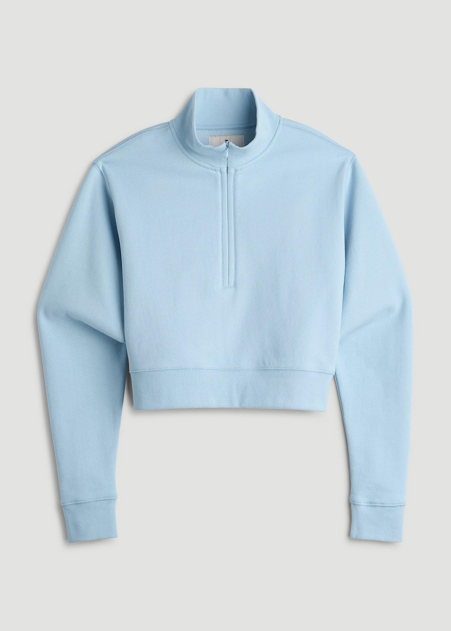 Wearever 2.0 Fleece Half-Zip Cropped Sweatshirt for Tall Women in Ice Blue Female Product Image