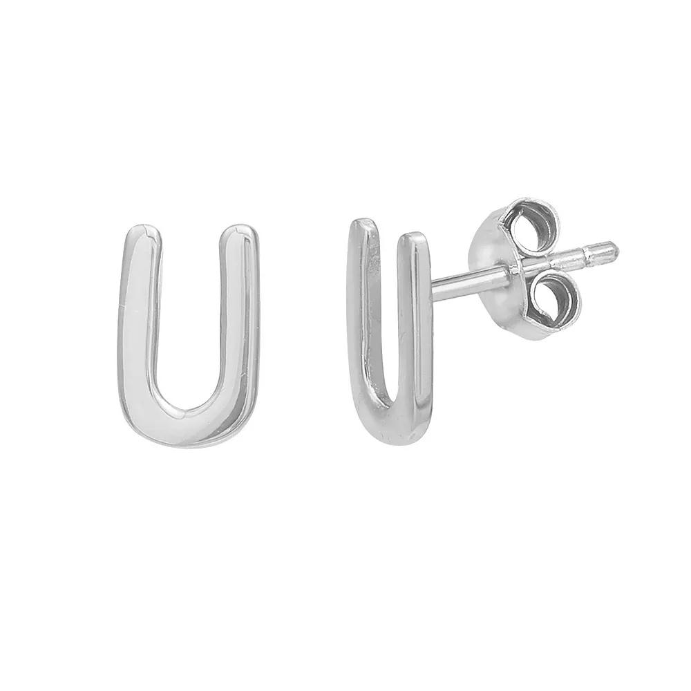 PRIMROSE Sterling Silver Initial Stud Earrings, Women's, Silver Tone U Product Image
