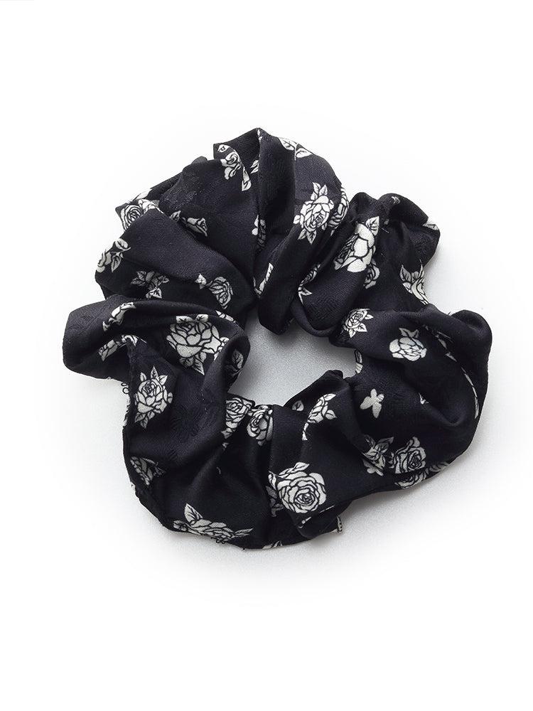 Floral Print Elastic Waist Women Wide Leg Pants With Scrunchie Product Image