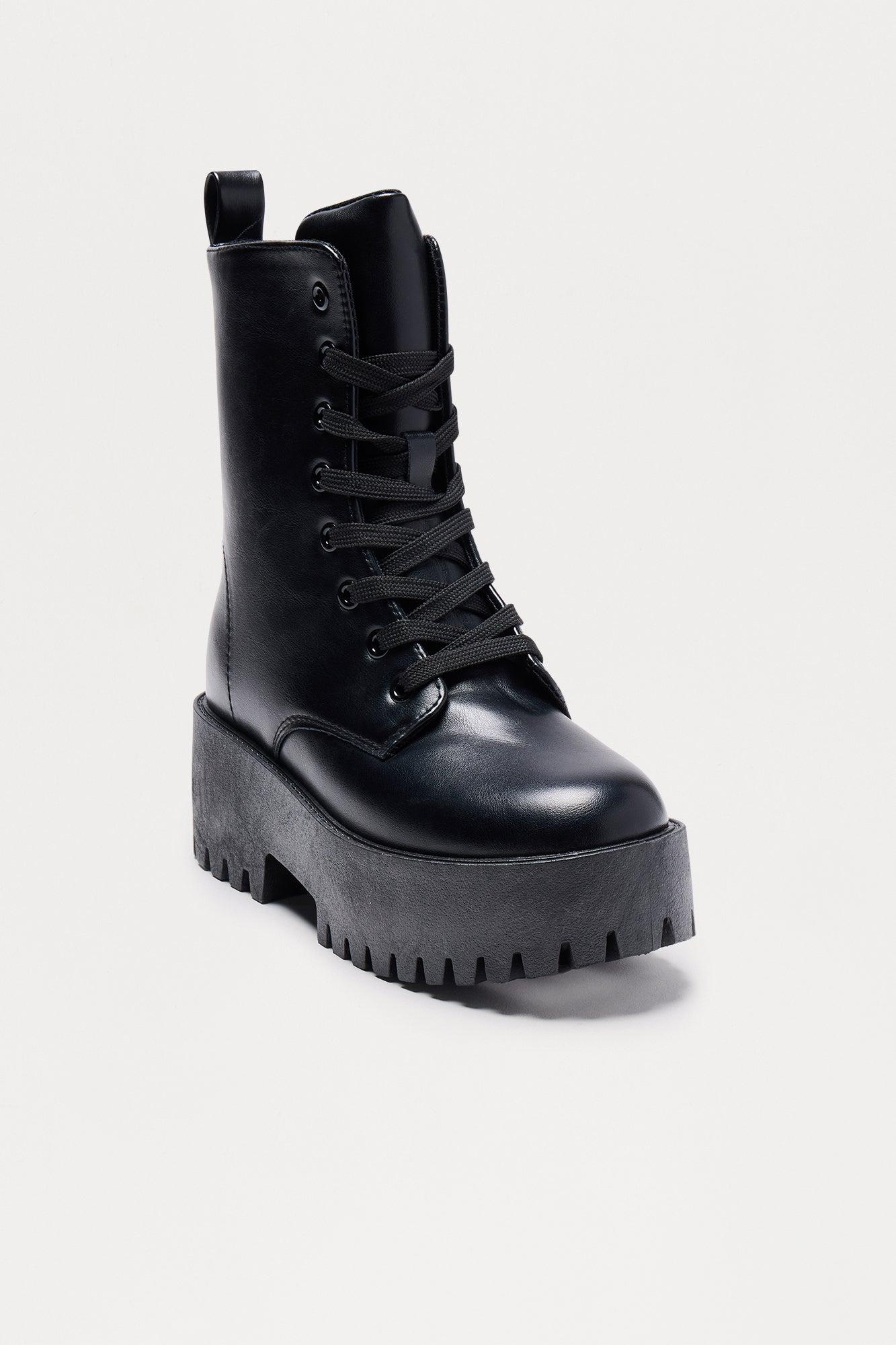 Vanni Lace Up Combat Boots - Black Female Product Image