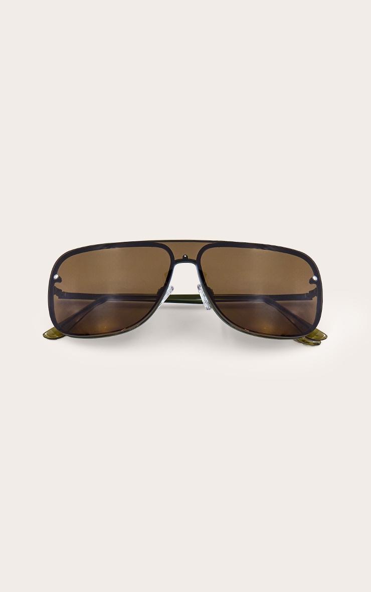 Smokey Olive Skinny Aviator Sunglasses Product Image
