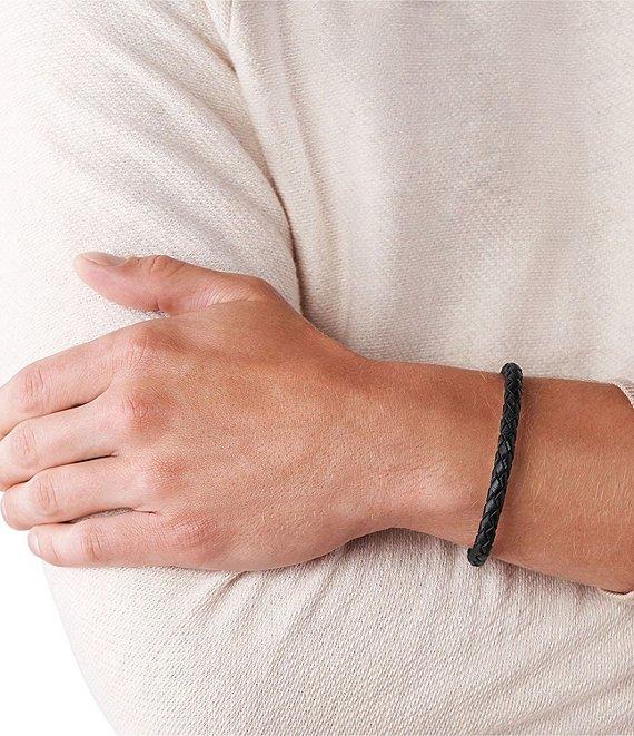 Fossil Men's Skinny Braid Leather Adjustable Bracelet Product Image
