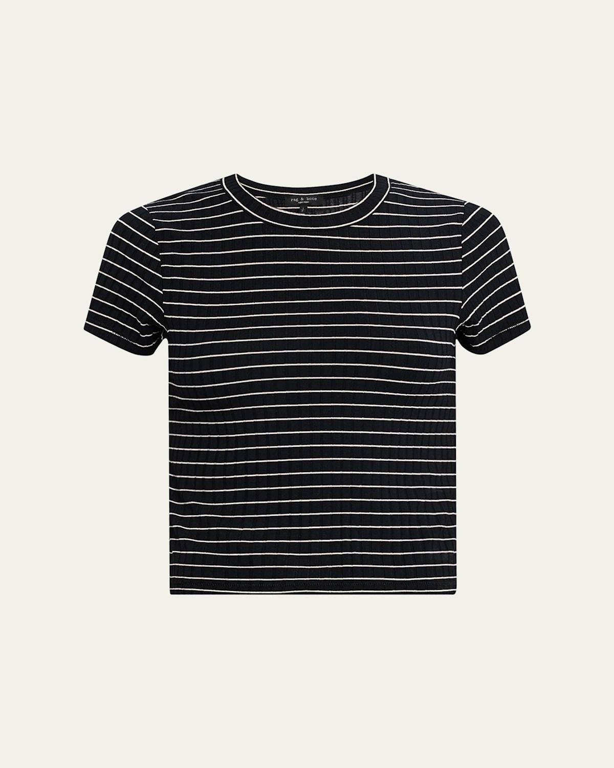 Womens Luca Striped Cotton Crop T-Shirt Product Image