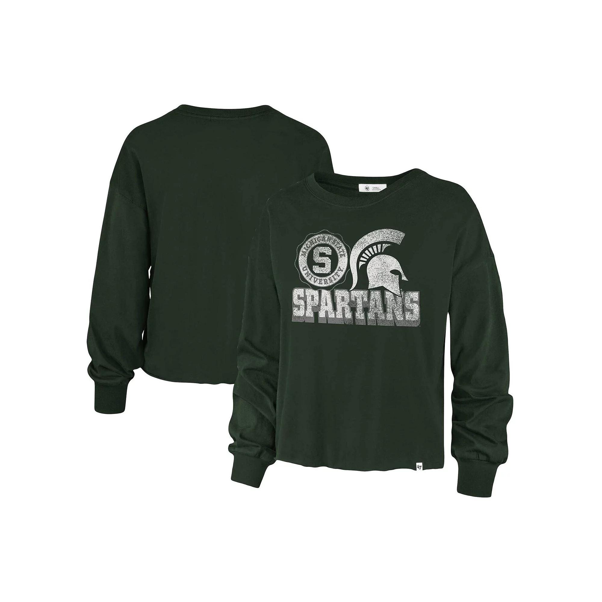 Women's '47 Green Michigan State Spartans Bottom Line Parkway Long Sleeve T-Shirt,  Product Image
