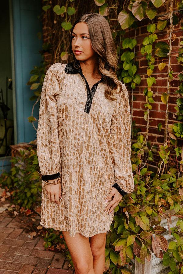 Chardonnay And Candlelight Velvet Mini Dress in Iced Latte Product Image