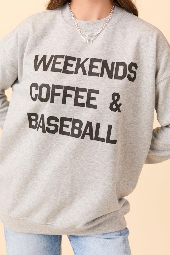 Weekends Coffee and Baseball Light Grey Graphic Sweatshirt Product Image