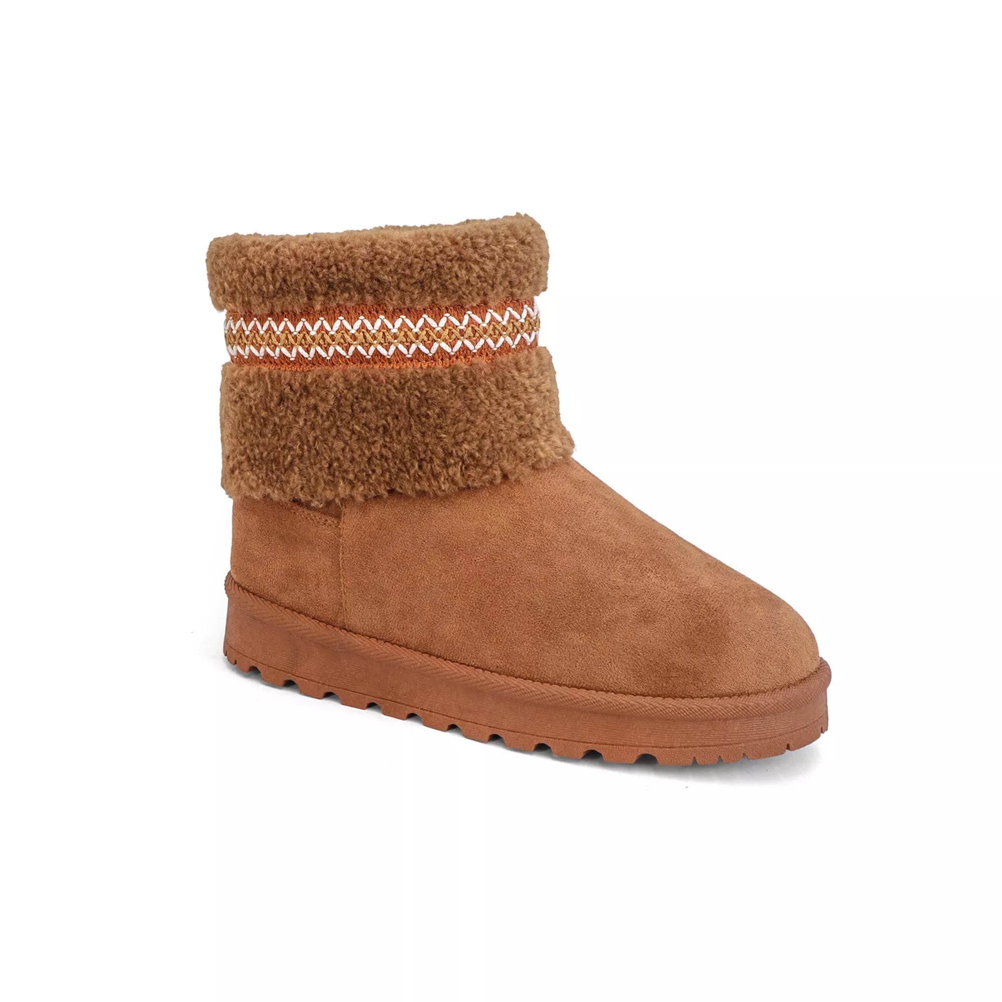 Yoki Carly Women's Faux Fur Short Booties, Size: 9, Red Product Image