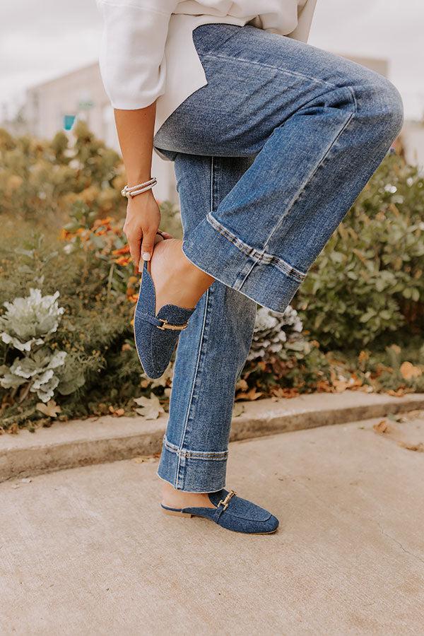 The Aubrey Denim Mule Loafer in Medium Wash Product Image