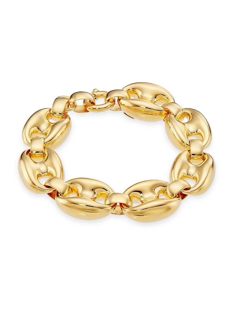 Womens 14K Yellow Gold Puffy Mariner Chain Bracelet Product Image