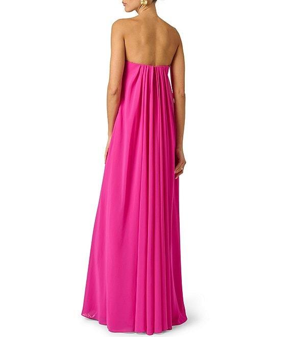 Adrianna Evening by Adrianna Papell Chiffon Pleated Strapless Sheath Long Dress Product Image