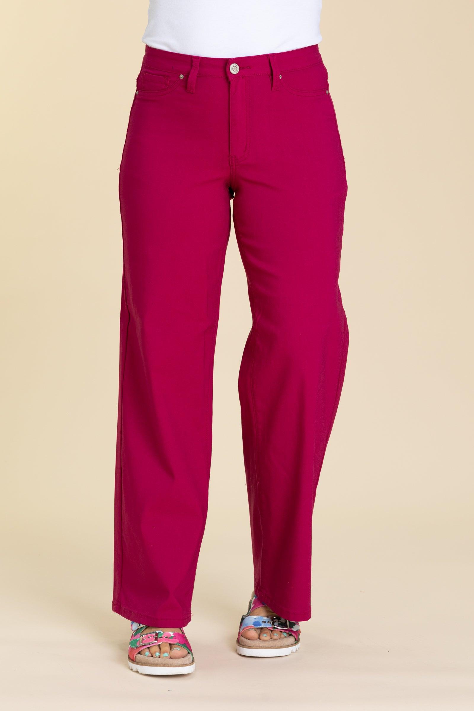 YMI Dark Fuchsia Hyperstretch Wide Leg Pants Product Image