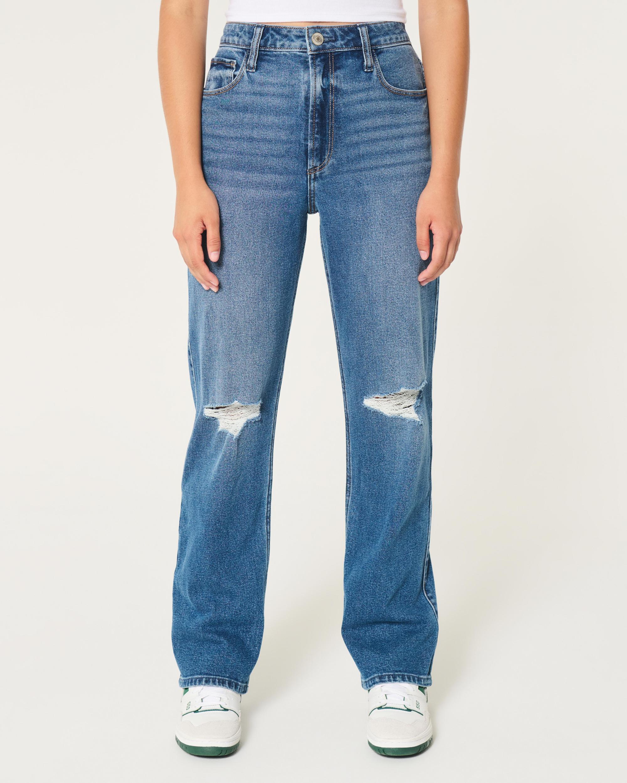 Curvy Ultra High-Rise Ripped Medium Wash Dad Jeans Product Image