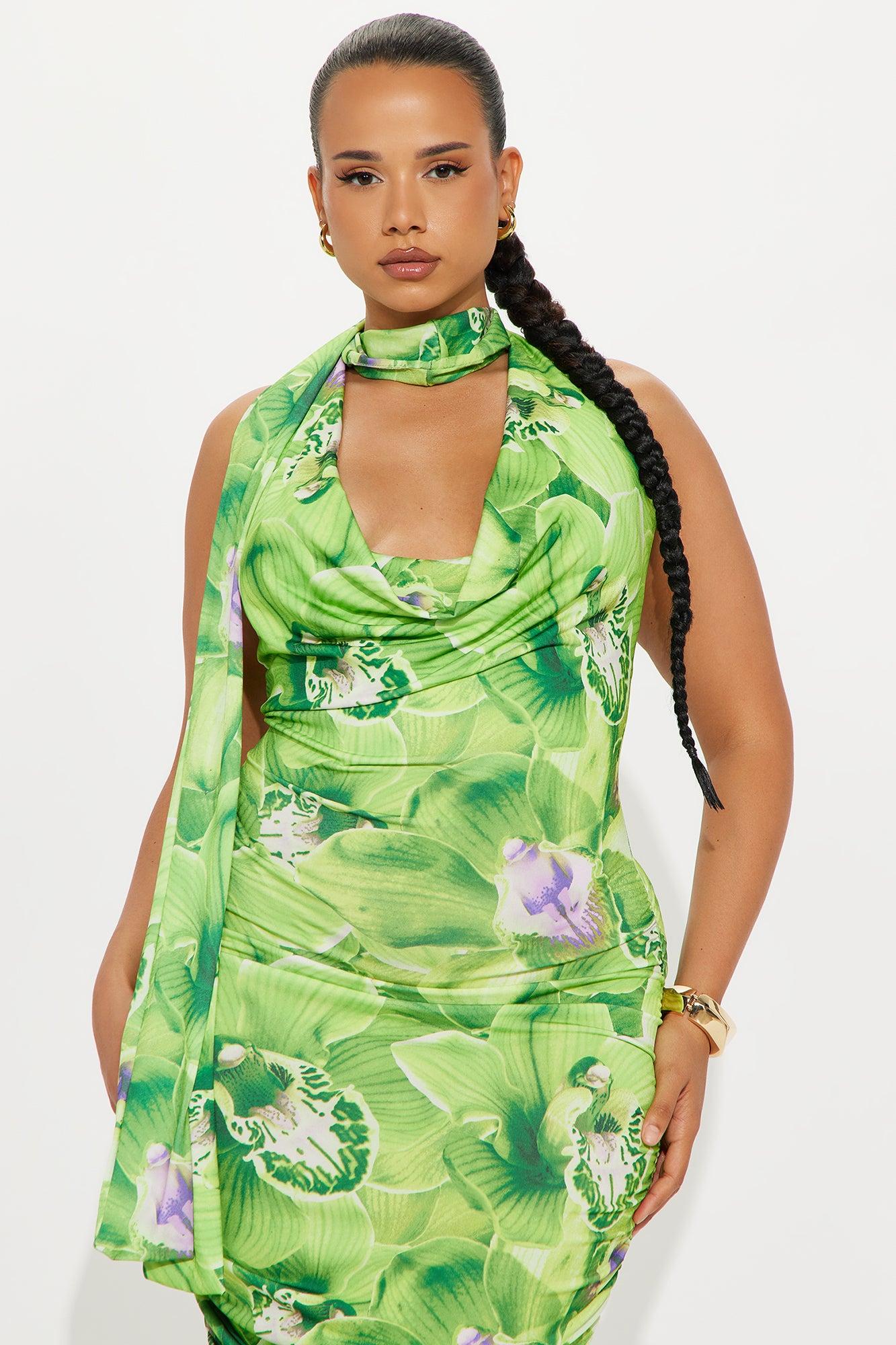 Express Yourself Floral Midi Dress - Green Female Product Image