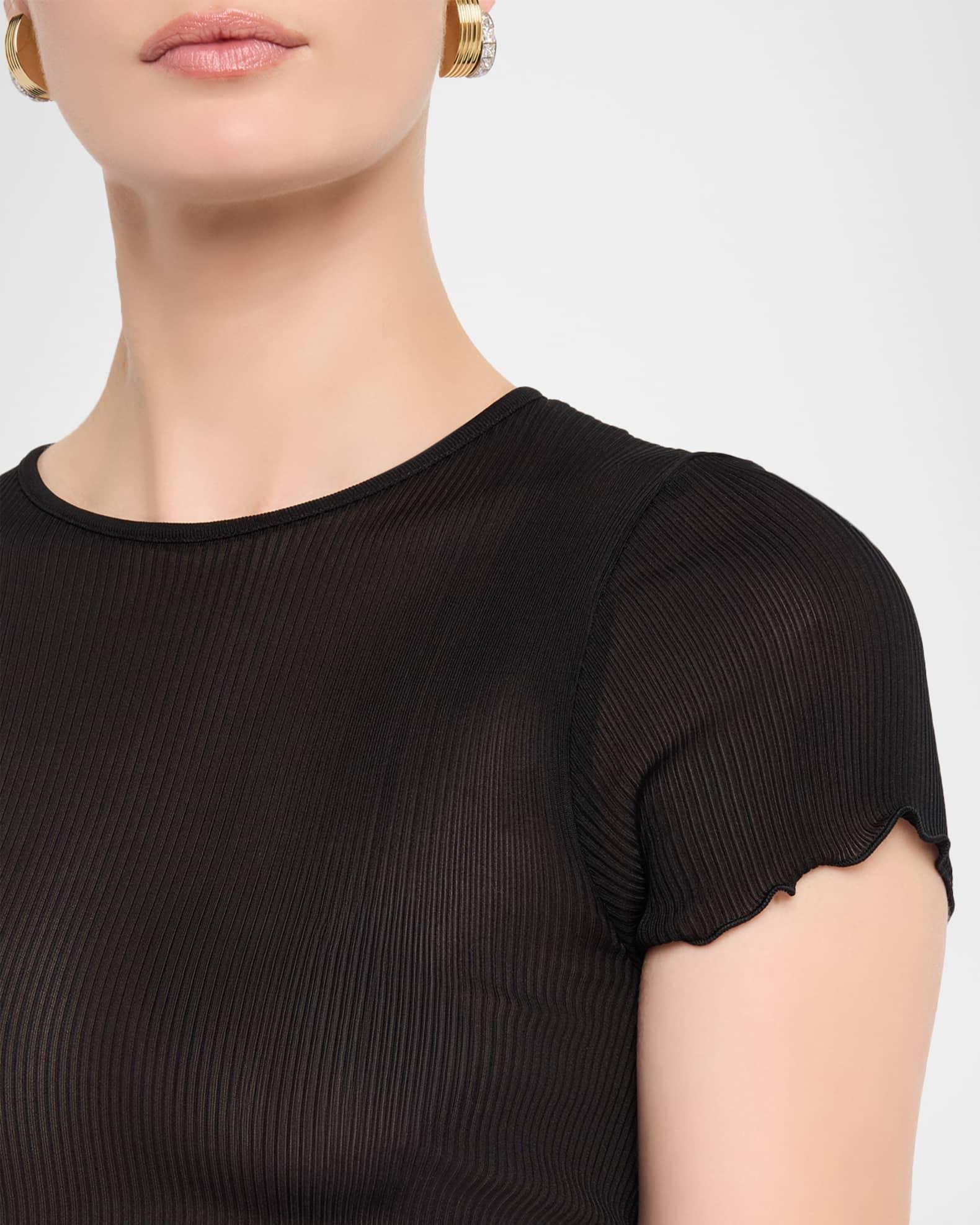 Lace-Trim Short-Sleeve Crop T-Shirt Product Image