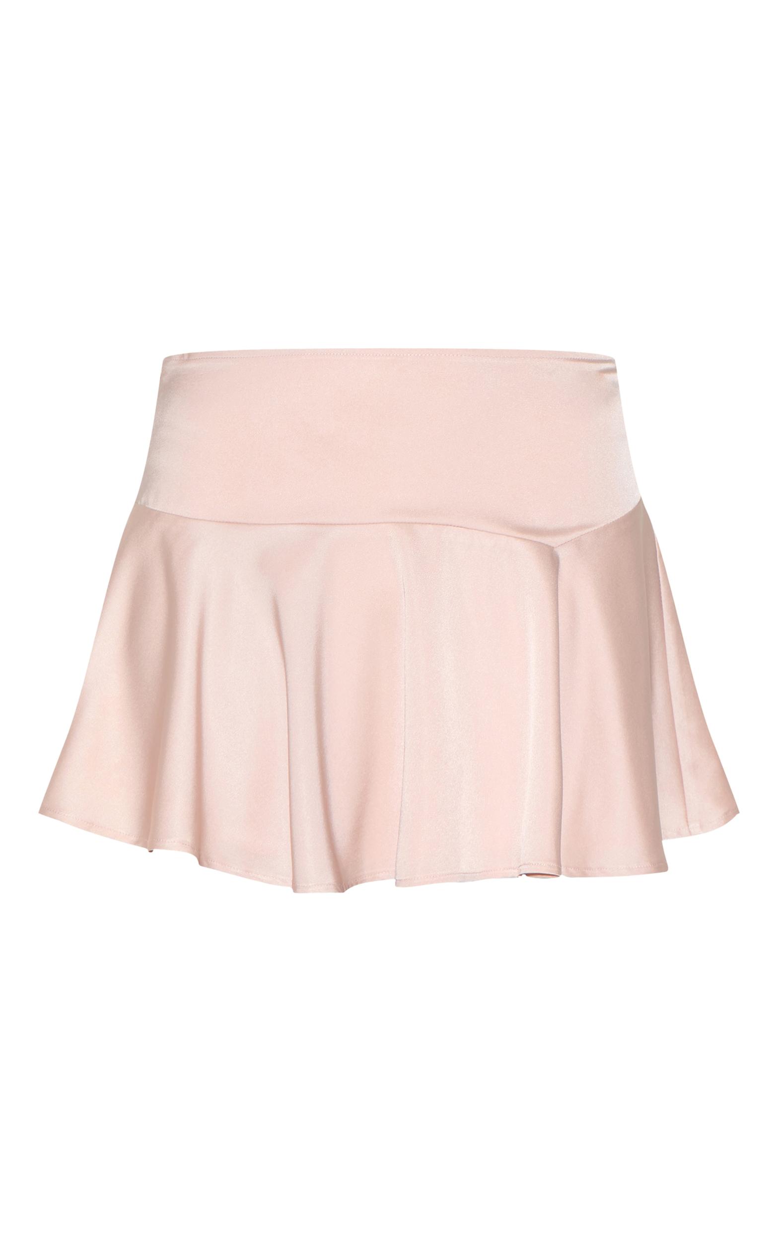 Dusty Pink Satin Floaty A Line Mini Skirt Product Image