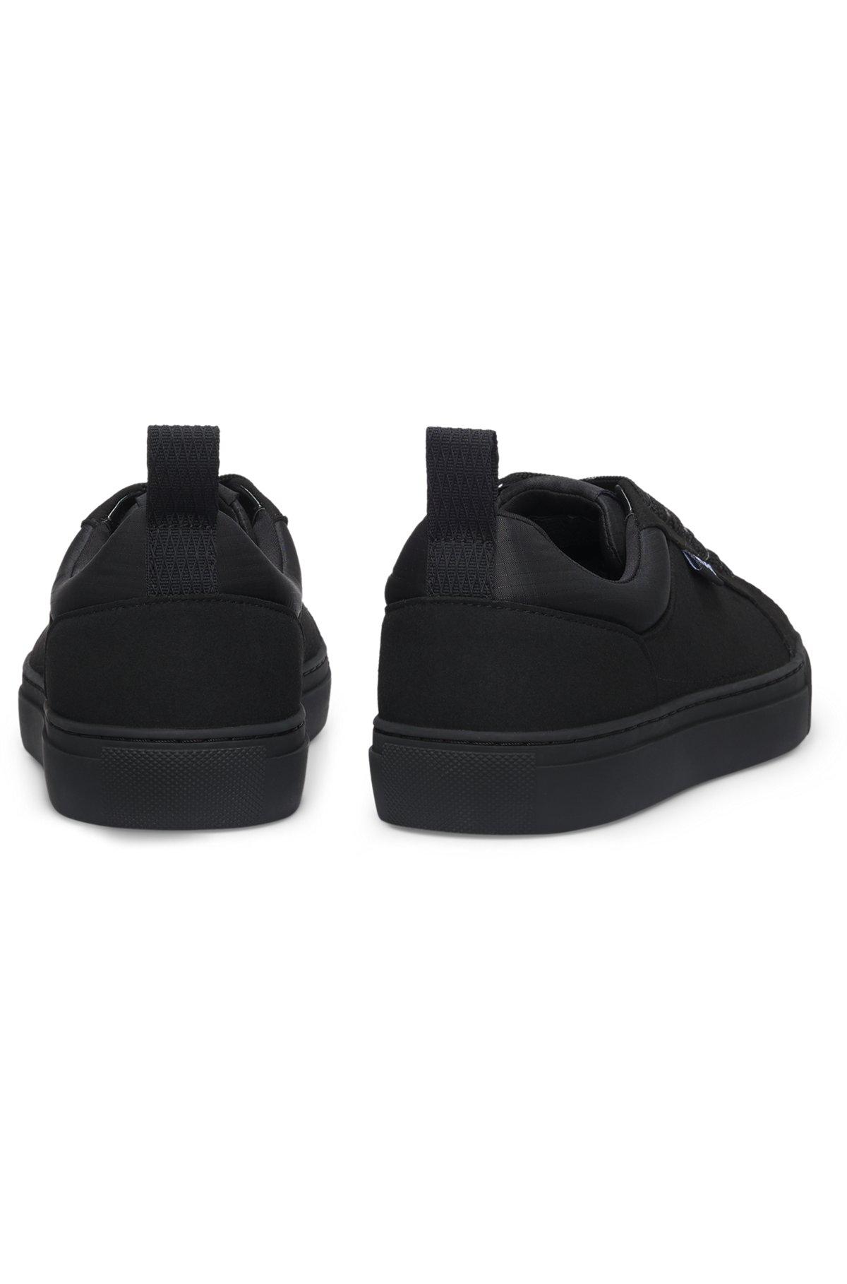 HUGO - Low-top trainers in faux suede - Black Product Image