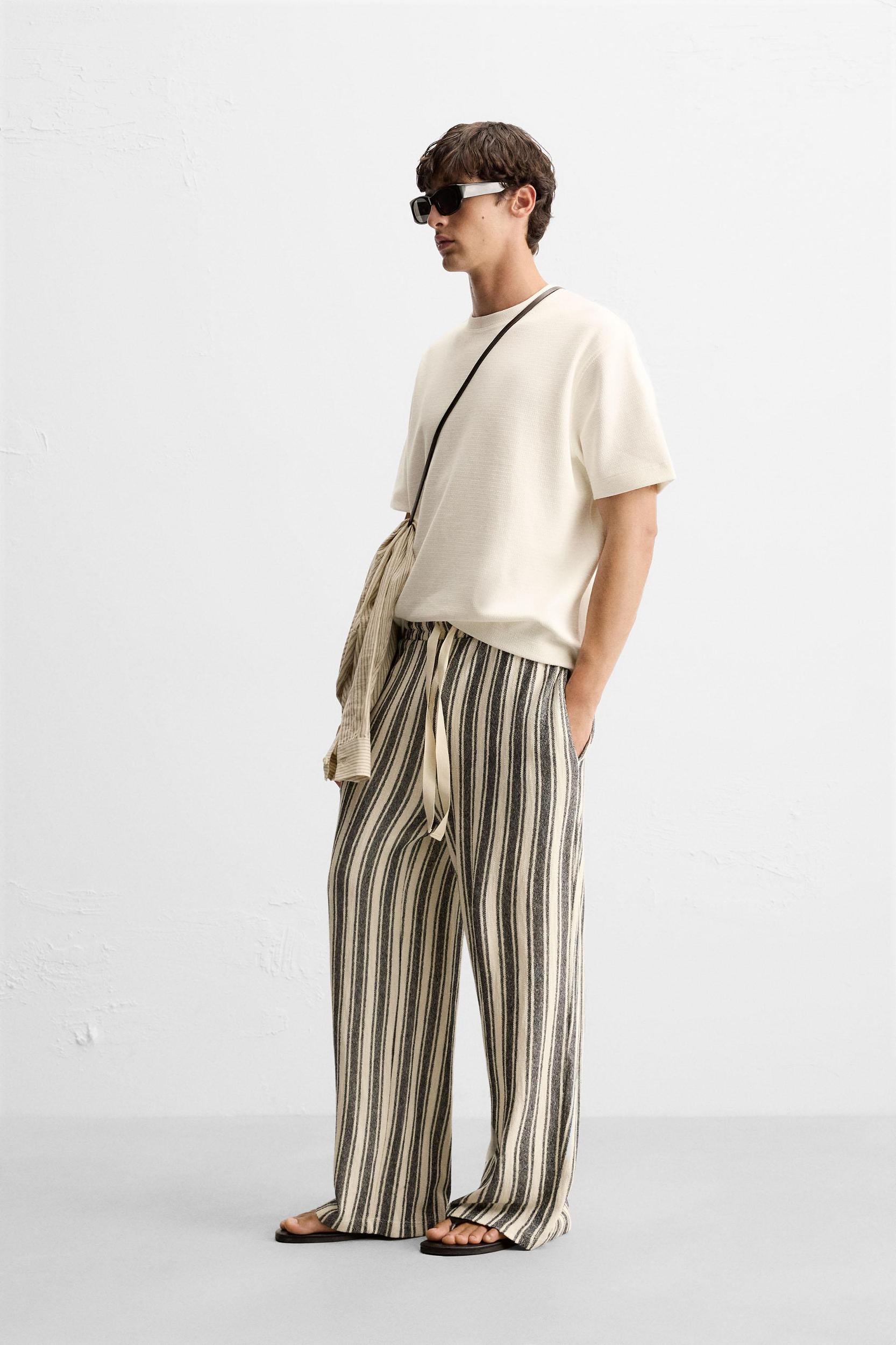 JACQUARD STRIPED PANTS Product Image
