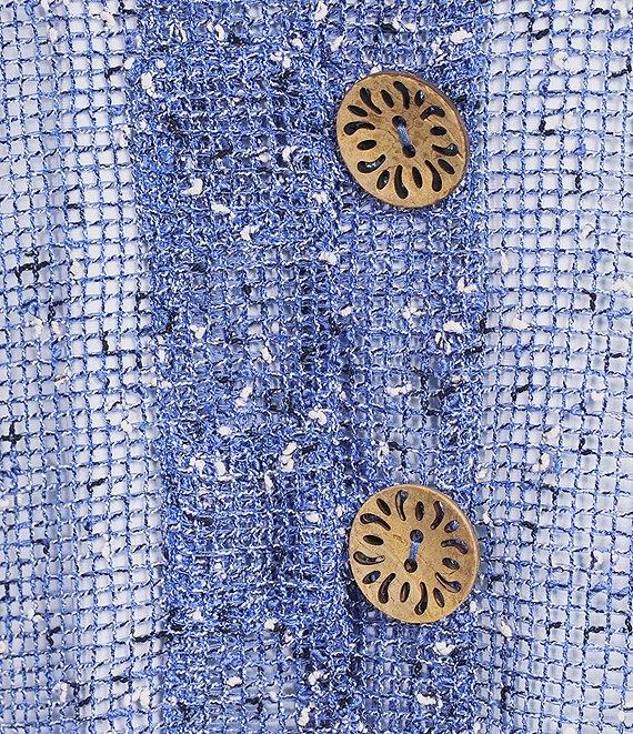 Ali Miles Mesh Woven V-Neck Elbow Sleeve Jacket Product Image