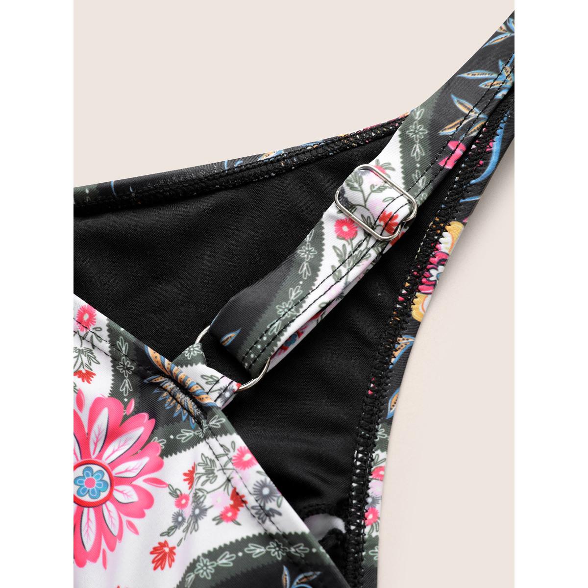 Plus Size Floral Flutters Buckle Detail One Piece Swimsuit Women's Swimwear Black Beach Non Curve Bathing Suits High stretch One Pieces BloomChic 22-24/3X Product Image