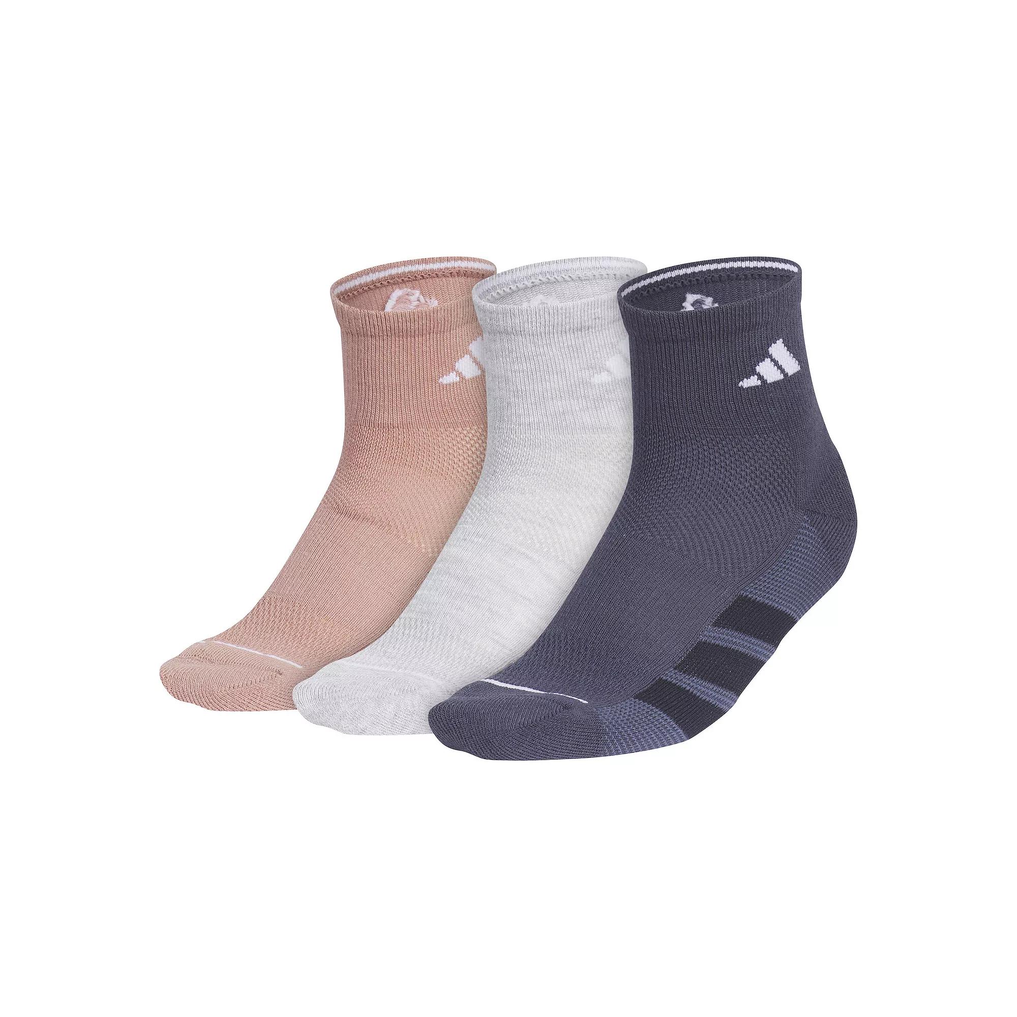 Women's adidas All Day Training Quarter Socks 3-Pair Pack, Size: 5-10, Clay Grey Navy Product Image