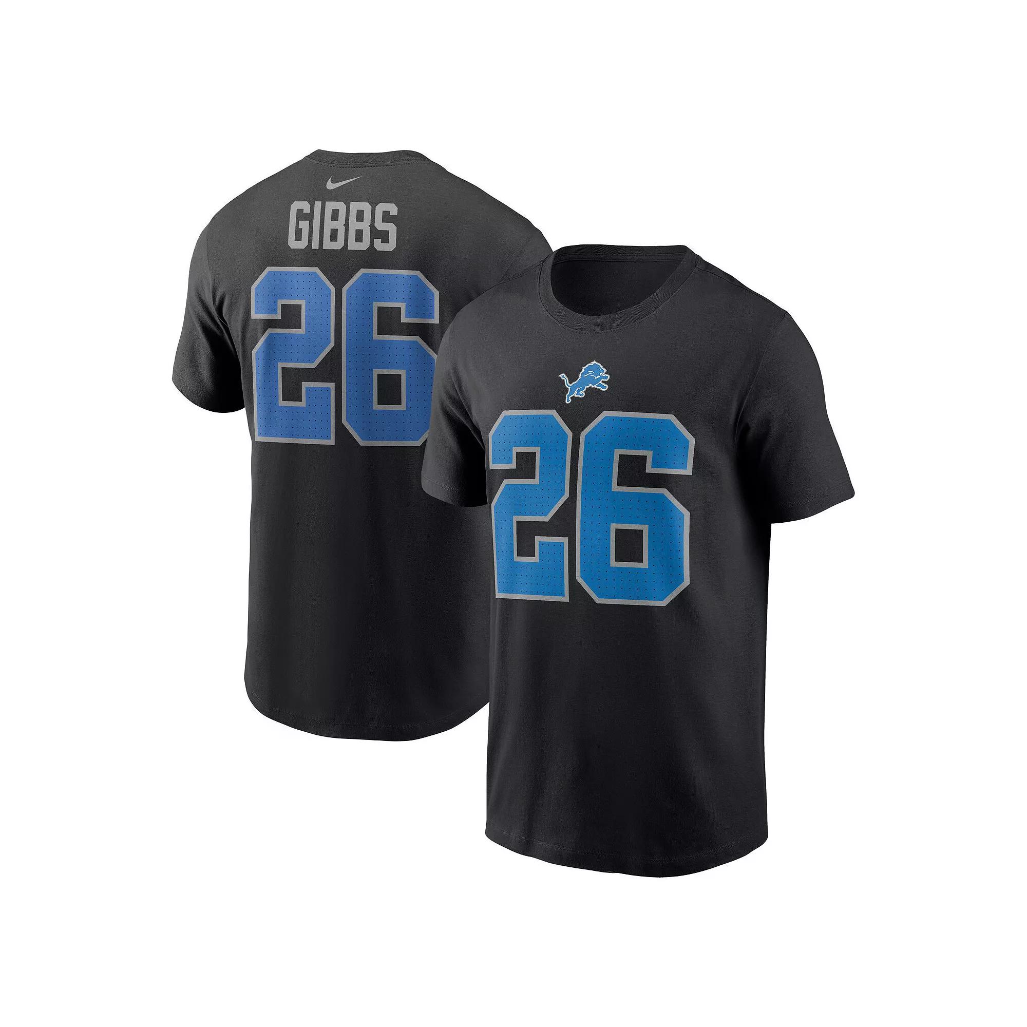 Men's Nike Jahmyr Gibbs Black Detroit Lions Name & Number T-Shirt, Size: XXL Product Image