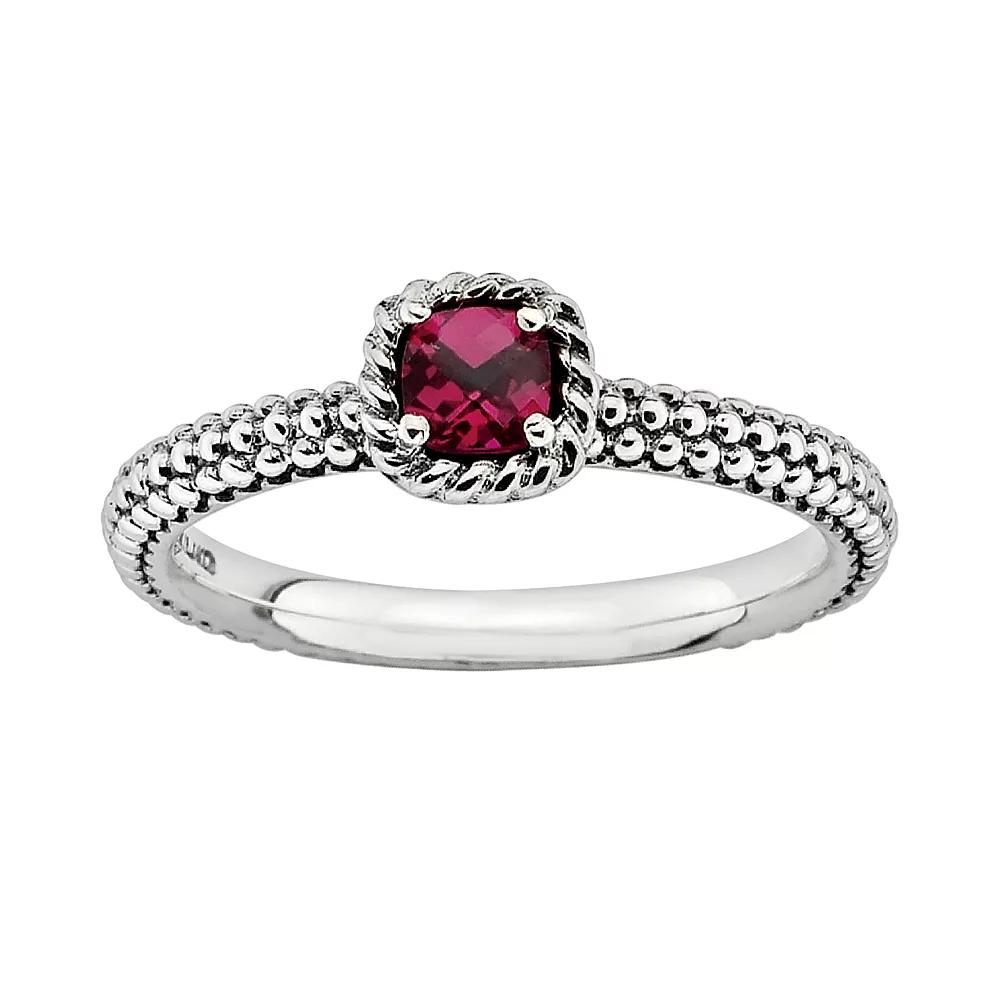 Stacks & Stones Sterling Silver Lab-Created Ruby Stack Ring, Women's, Size: 5, Red Product Image