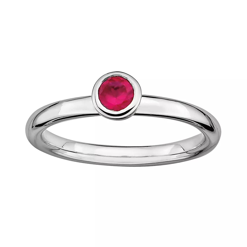 Stacks & Stones Sterling Silver Lab-Created Ruby Stack Ring, Women's, Size: 10 Product Image
