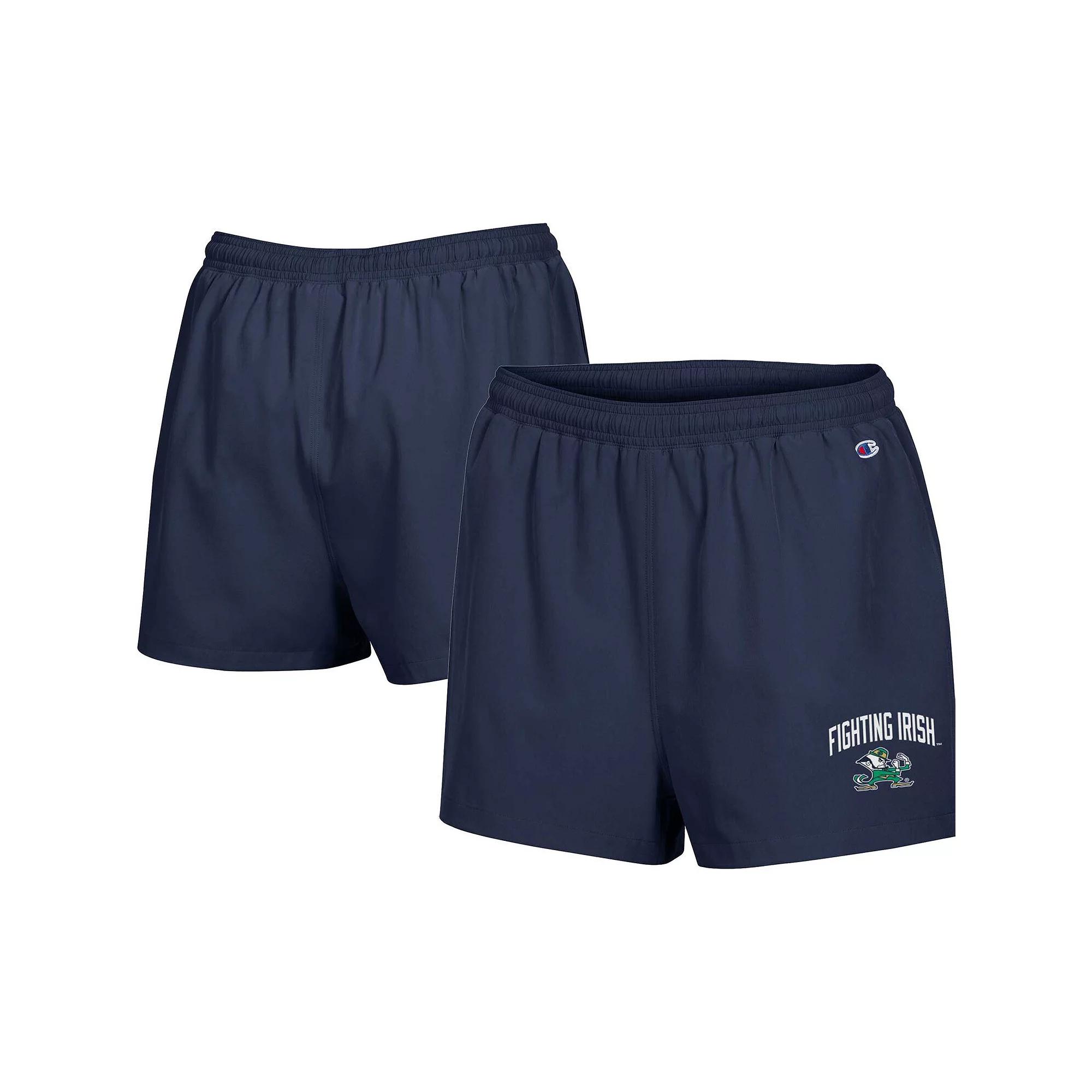 Women's Champion Navy Notre Dame Fighting Irish Football Fan High Waist Shorts,  Product Image