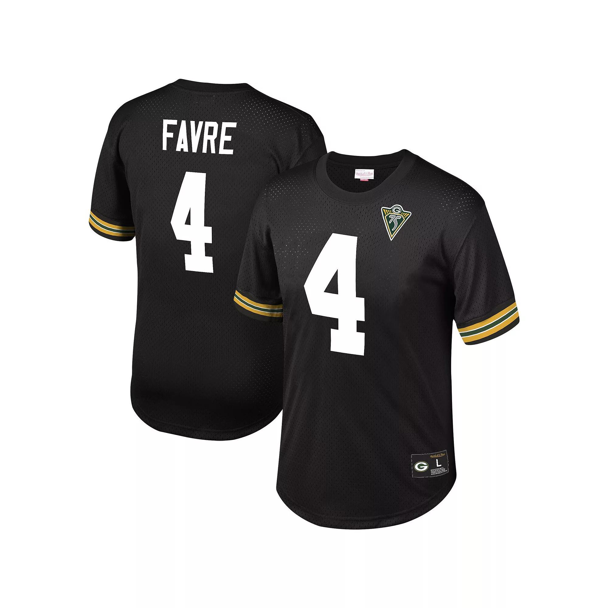 Men's Mitchell & Ness Brett Favre Black Green Bay Packers Retired Player Name & Number Mesh Top, Size: Medium Product Image