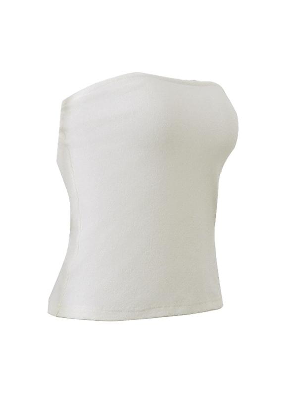 Solid Ribbed Knit Bandeau Top Product Image