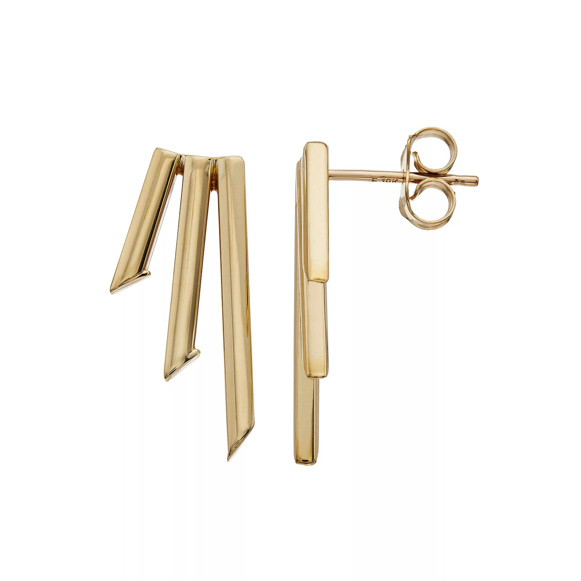 Au Naturale 10k Gold Triple Bar Earrings, Women's, Yellow Product Image