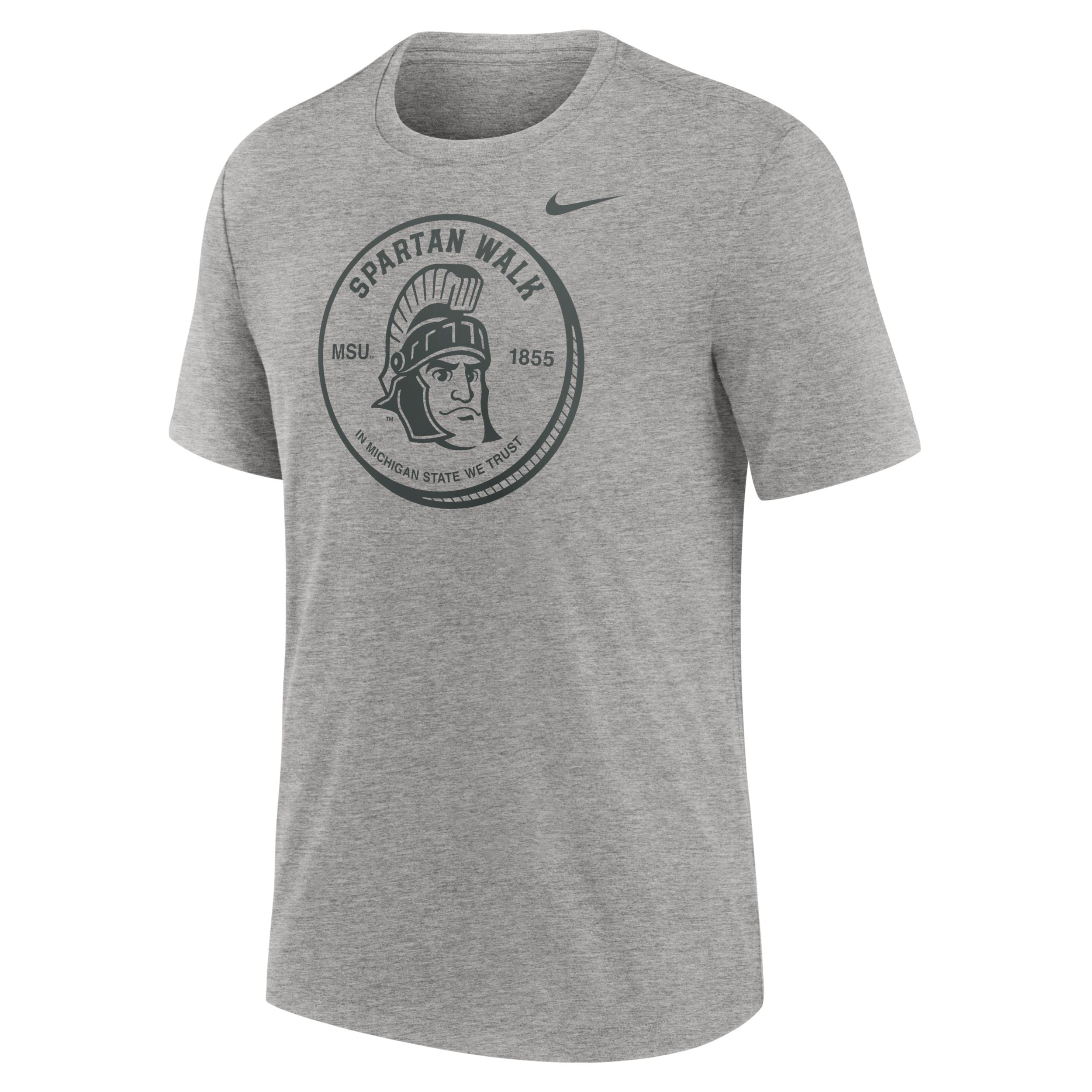 Men's Nike Heather Gray Michigan State Spartans Local Campus Time Honored Tradition Tri-Blend T-Shirt,  Product Image