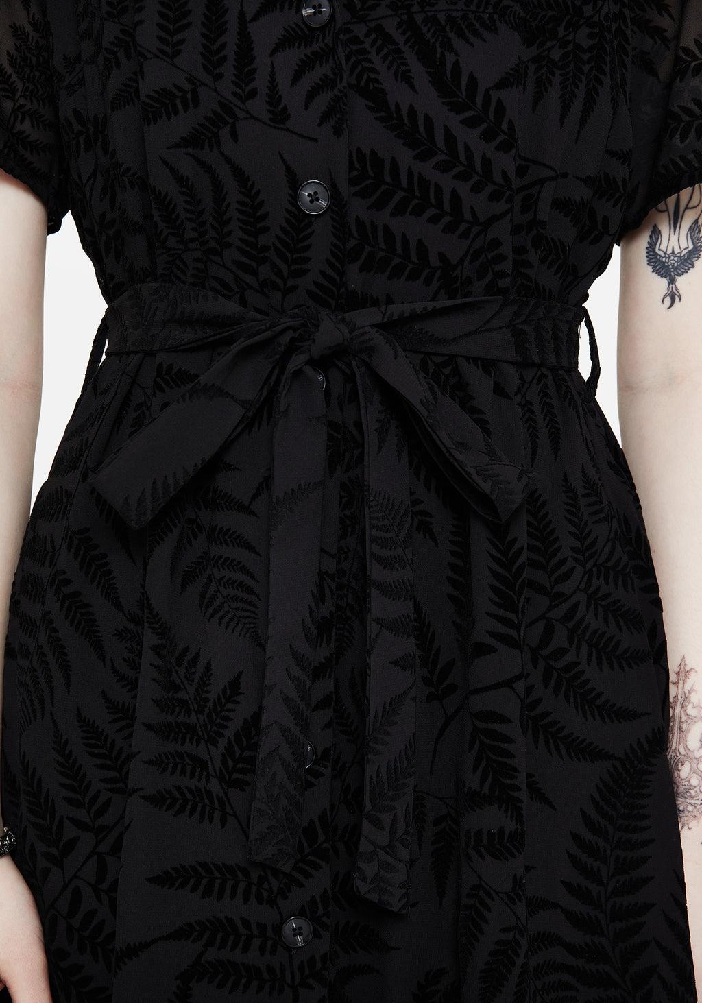 Lunafern Fern Printed Belted Midi Shirt Dress Product Image