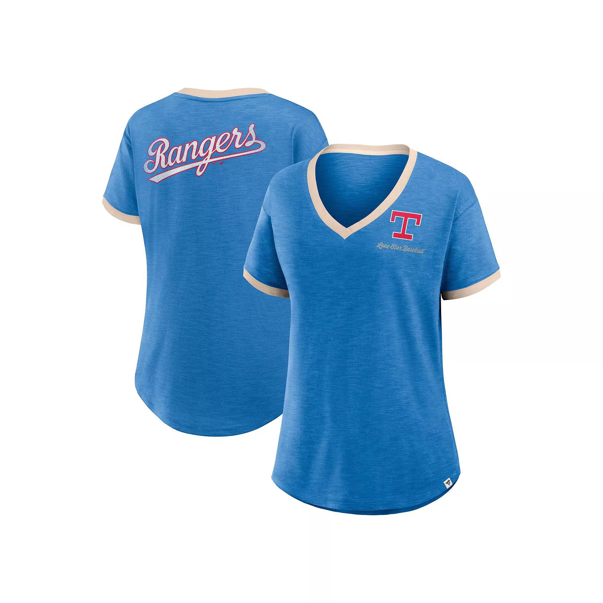 Womens Fanatics Royal Texas Rangers Binge Worthy Stadium Slub V-Neck T-Shirt Product Image
