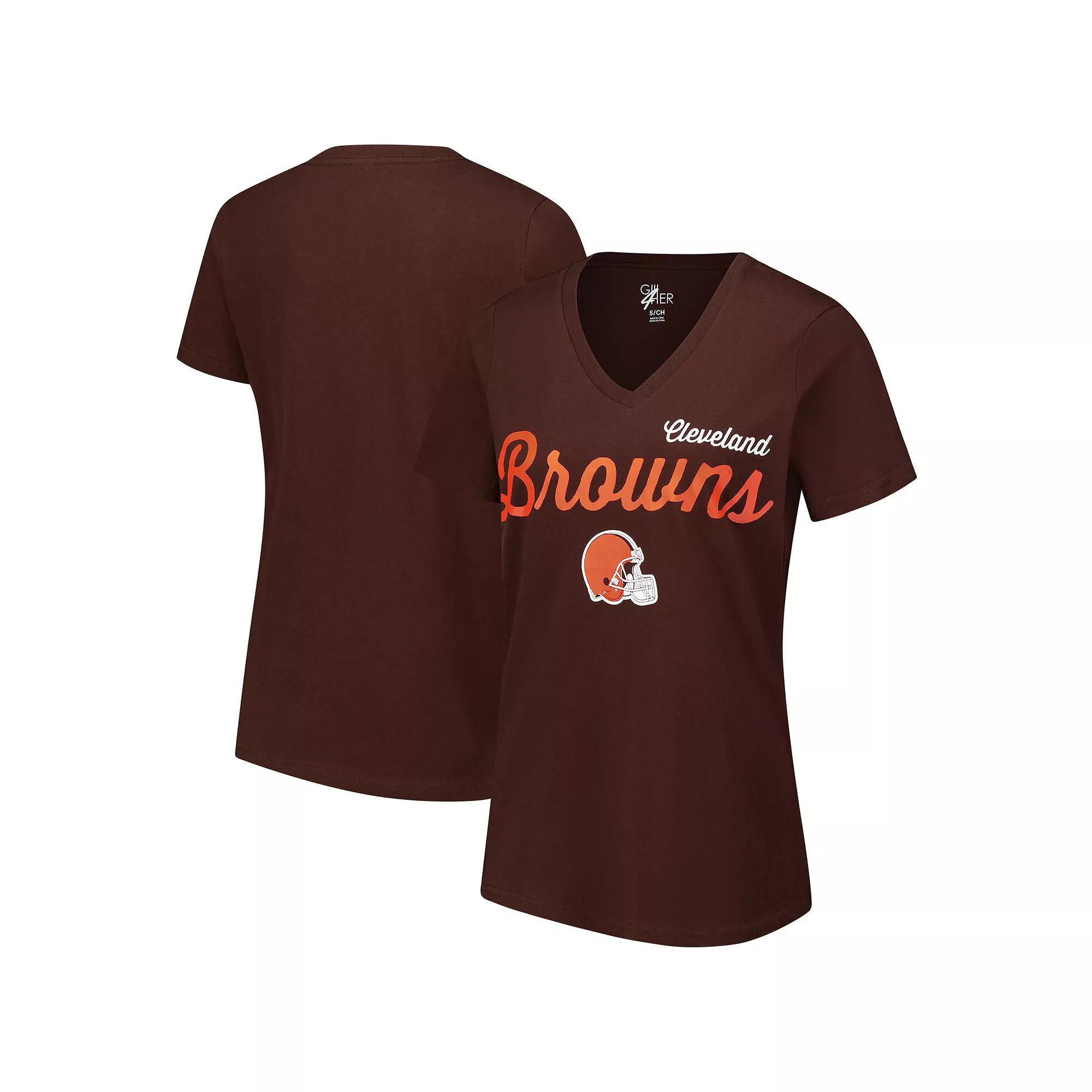 Women's G-III 4Her by Carl Banks Brown Cleveland Browns Post Season V-Neck T-Shirt,  Product Image