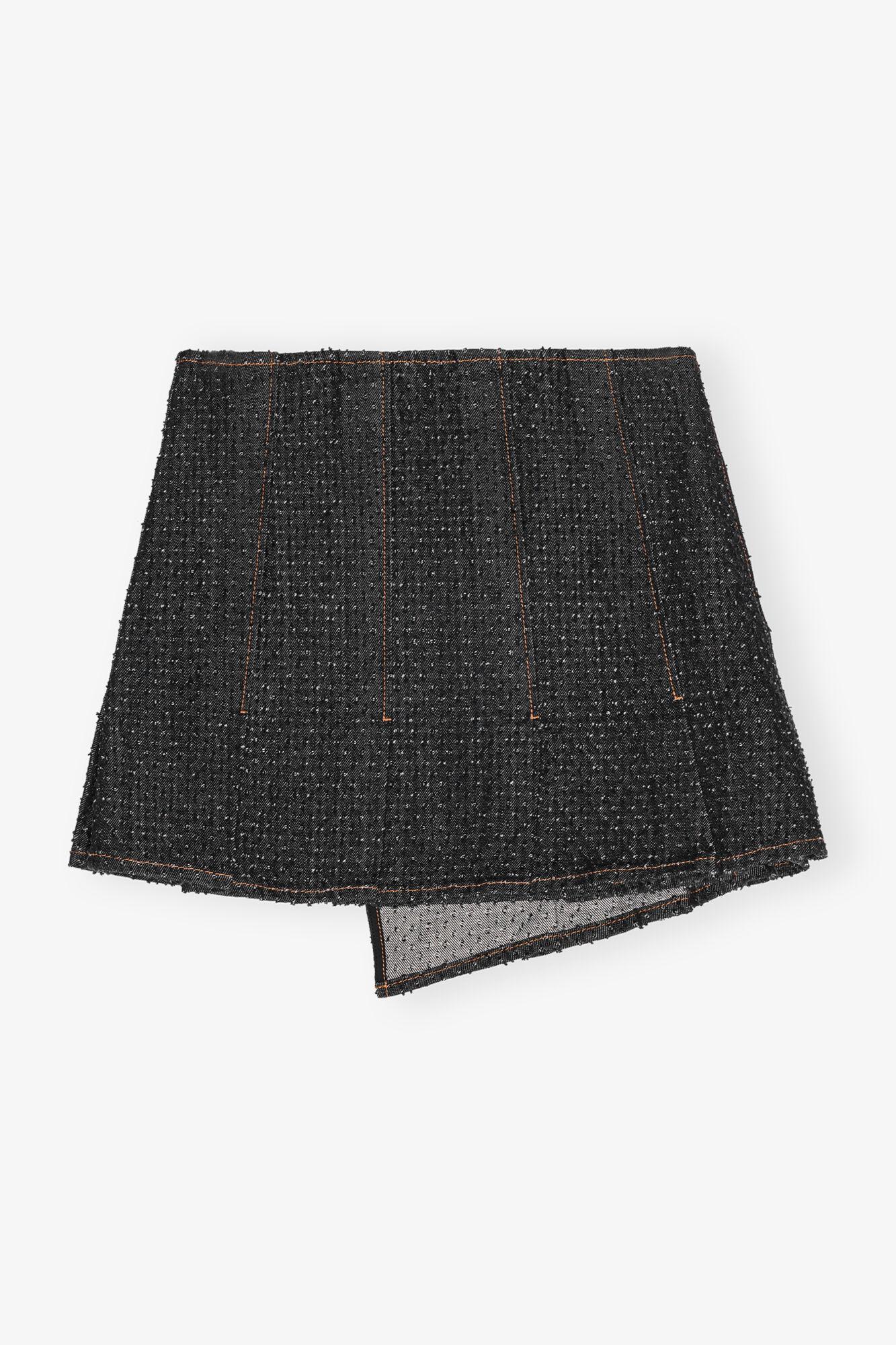 Black Textured Wrap Skirt Product Image
