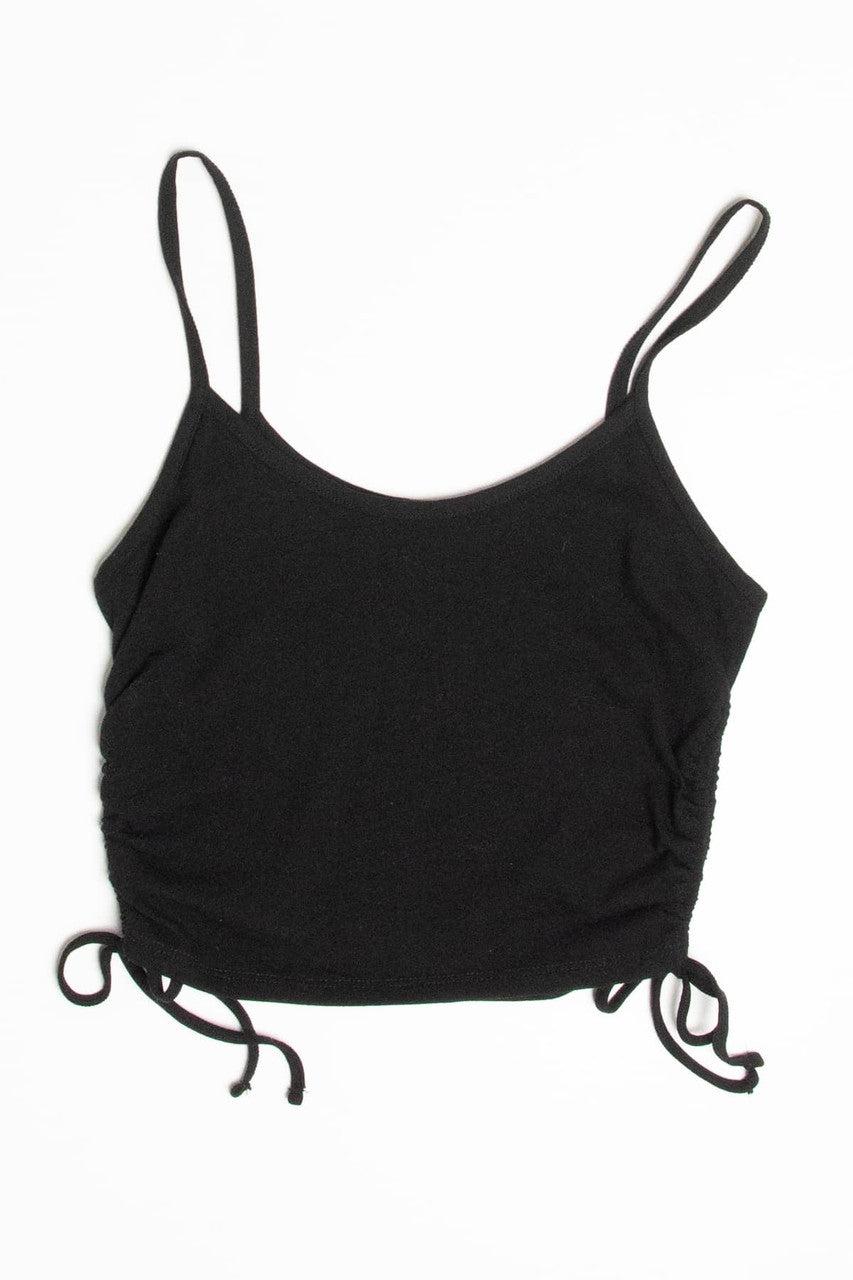 Black Ruched Side Crop Cami Product Image