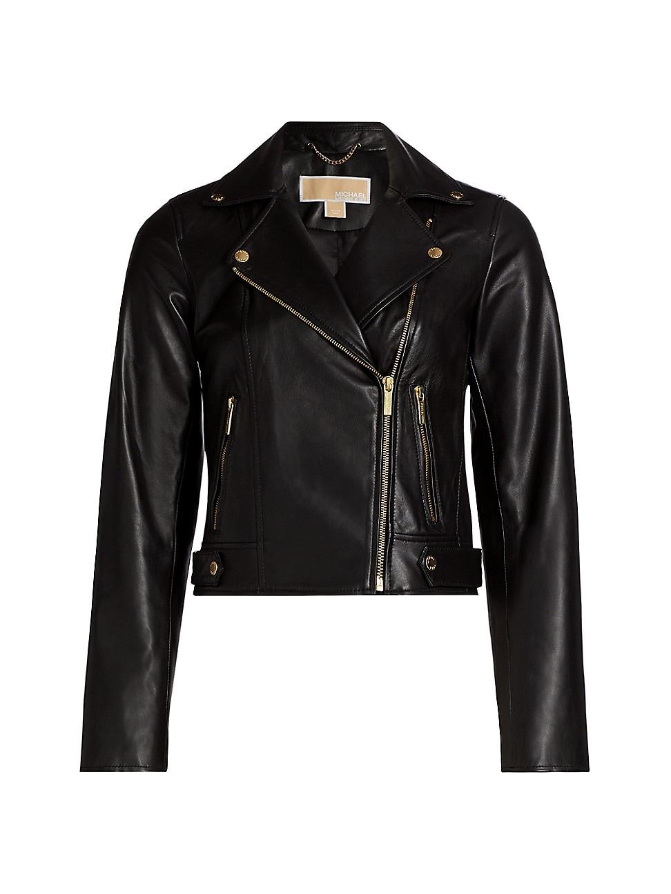 Womens Leather Moto Jacket Product Image