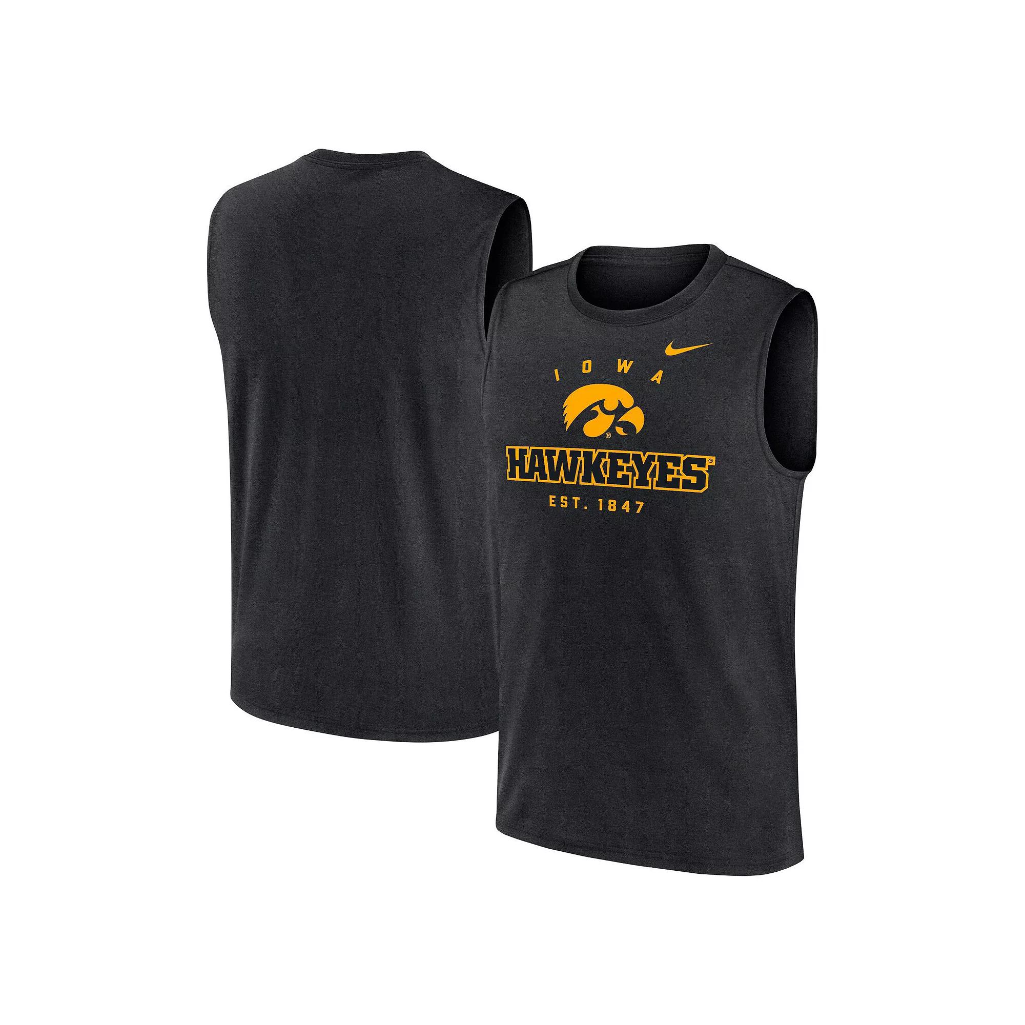 Men's Nike Black Iowa Hawkeyes Primetime Legend Lock Up Performance Muscle Tank Top,  Product Image