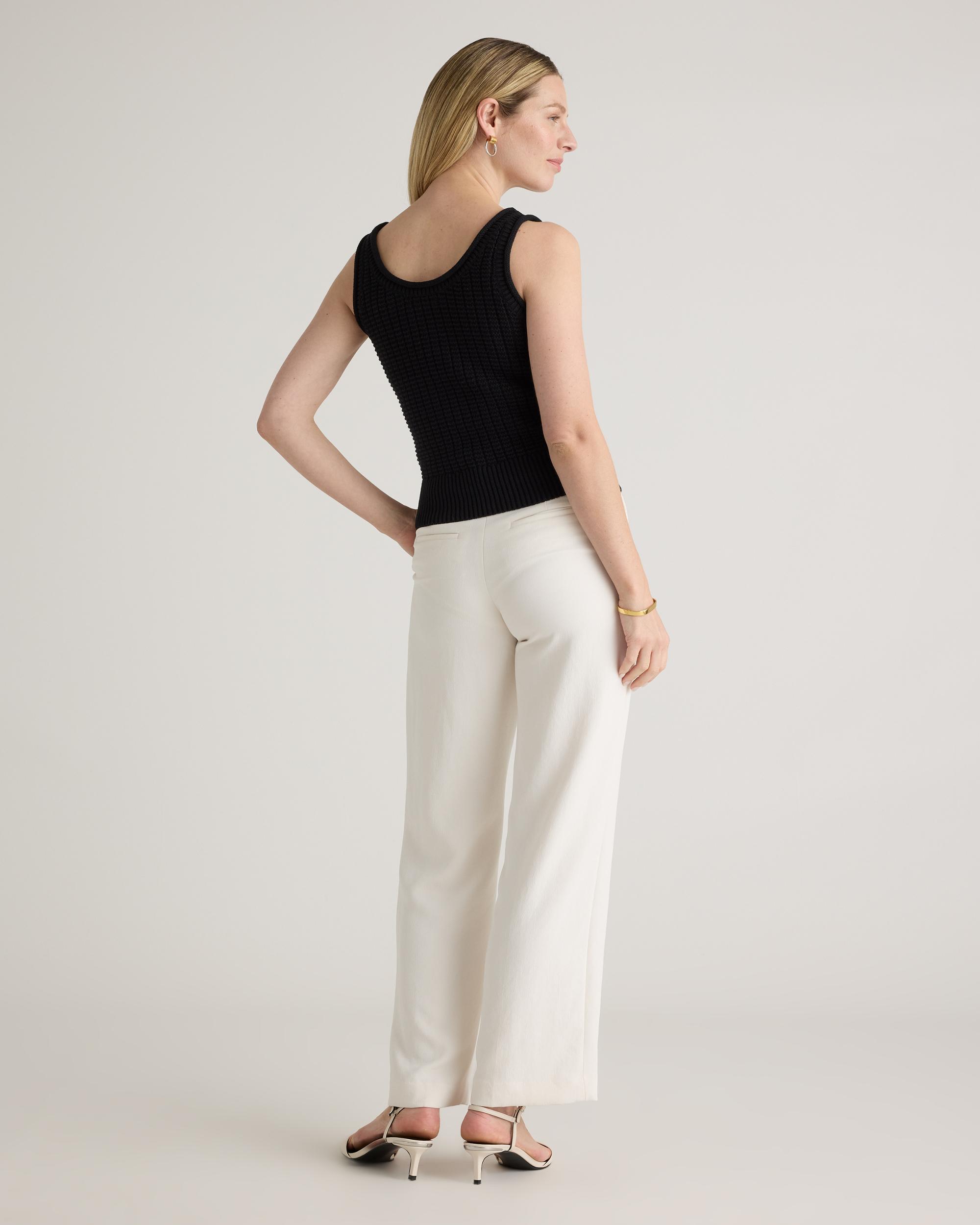 Quince | Women's Waffle Cropped Sweater Tank Top Organic Cotton Product Image