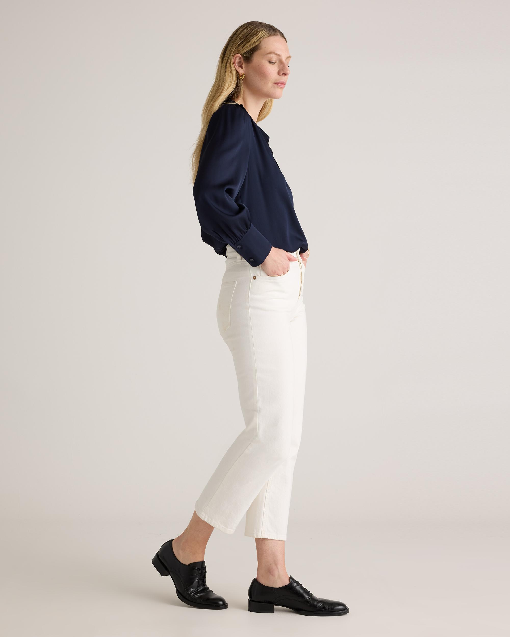 Quince | Women's Washable Stretch Silk Split Neck Blouse Mulberry Silk Product Image