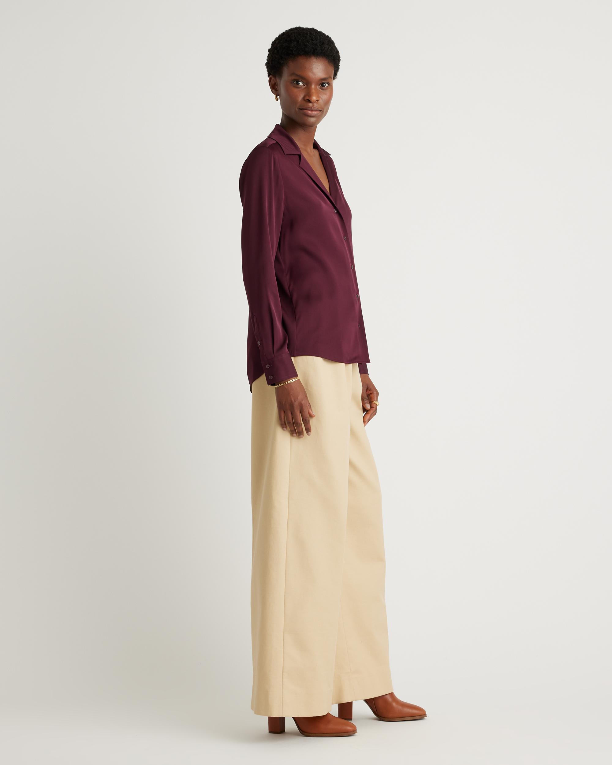 Quince | Women's Washable Stretch Silk Notch Collar Blouse Product Image