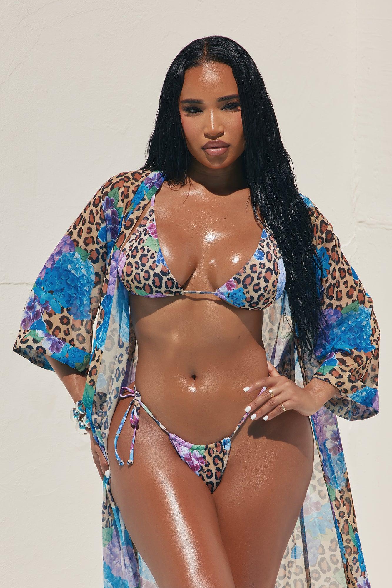 Sultry Summer Chiffon Maxi Cover Up Kimono - Tan/Multi Product Image