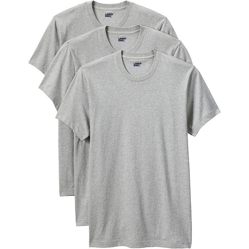 Men's Lands' End Crewneck 3-Pack Undershirt, Size: Large, Gray Grey Product Image