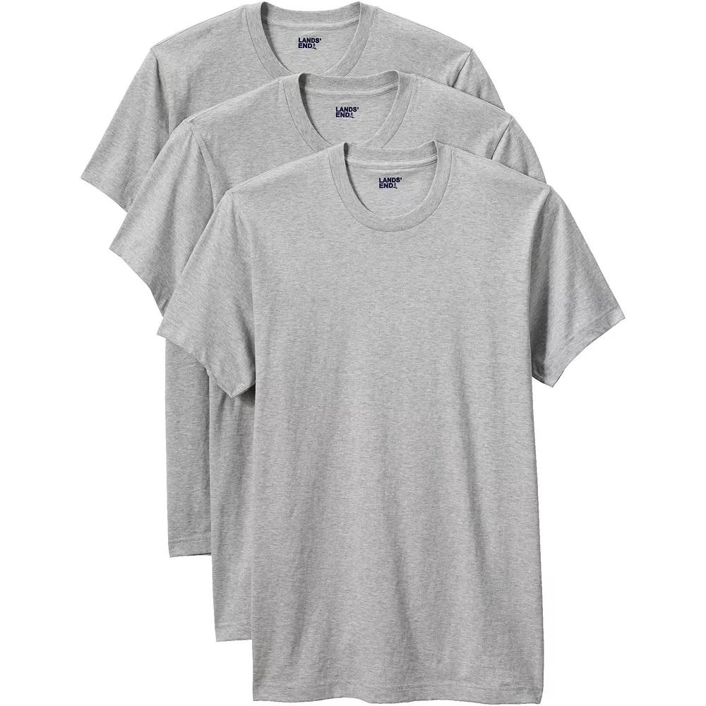Men's Lands' End Crewneck 3-Pack Undershirt, Size: Large, Gray Grey Product Image