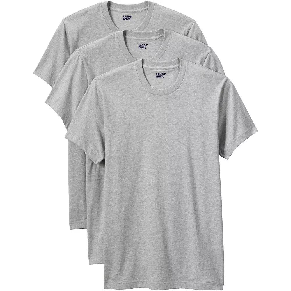 Men's Lands' End Crewneck 3-Pack Undershirt, Size: Large, Gray Grey Product Image